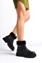 Mbibr206-S Women's Black Fur Collar Thick Thermo Sole Short Boots & Bootie - 2
