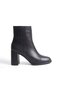 Mubiano Genuine Leather Collection Women's Zippered Round Toe Thick Heeled Short Boots Black - Mcalm42 - 4