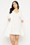 Floral Embroidery Short Night Dress & Robe Set in White - 100% Cotton - 3