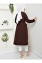 Women's Knitted Quilted Belted Buttoned Brown Trench - 6