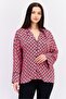 Women Notched Collar Long Sleeves Allover Print Shirt, Multicolor