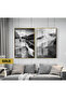 Amazing | Black&White Set Foggy Forest-Cliff Combination | Framed Glass Table 2 Pieces Vertical