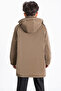 Brown Zippered Chest Pocketed Boys' Hooded Coat with Fur Inside 21354 - 7