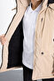 Cream Zippered Chest Pocketed Boys' Hooded Coat with Fur Inside 21358 - 4