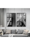 Amazing | Black&White Set Gökdelen Combination | Framed Glass Table 2 Pieces Vertical