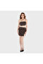 Brown Satin Set – Two-Piece Crop Top & Skirt for Women