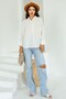 Lupinn Fashion Women's White Button down Long Sleeve Casual Fit Shirt - 3