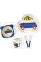 5 Piece Car Designed Kids Bamboo Tableware Set - A