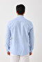 Long Sleeve 100% Cotton Slim Fit Striped Men's Shirt - Button-Down, Linen Look, Cool Fabric - 6