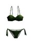 Women's Green Twist Strapless Neck Tied Bikini Set