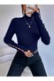 turtleneck knit sweater with pearl-embroidered sleeves and necklace detail - 3