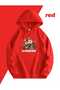 All Things Grow Printed Hooded Pocket Red Sweatshirt with Wool Inside