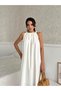 Ecru Halter Neckline Wide Cut Dress - 3