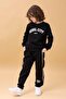 Boy's Appliqued Raised Crew Neck Double College Suit - Black - 6