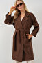 Women's Double Breasted Collar Lined Trench Coat Brown 1037 - 4