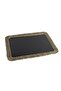Antique Gold Metal Glass Tray 46X33Cm