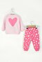 Baby Girl Heart Set Long Sleeve Sweatshirt and Patterned Bottom-Top Set - 2