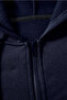 Unisex Relax Fit Relaxed Cut Cotton Fleece Inside Double Pocket Zippered Navy Blue Hooded Sweatshirt - 5