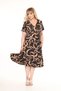 Plus Size V-Neck Short Sleeve Skirt Pleated Stylish Combed Viscose Midi Length Dress - 9
