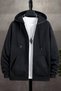 Unisex Relax Fit Relax Fit Cotton Inside Fleece Double Pocket Zip-Up Black Hooded Sweatshirt