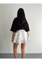 Women's High Waist Elastic Waist Lace Embroidered Flared Bell Model Shorts Pleated Pleated Mini Shorts Skirt - 7