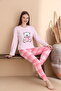 Powder Pink Plaid Pattern Cotton Knitted Long Sleeve Children's Pajamas Set - 2