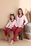 Powder Pink Plaid Pattern Cotton Knitted Long Sleeve Women's Button down Pajamas Set
