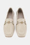 Women Beige Patent Leather Genuine Natural Leather 36-41 Number Buckle Ballet Flat - 3