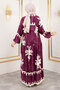 Buttoned Viscose Dress Tsd250208 Plum - 5