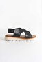 Rony Black Genuine Leather Women's Cross Sandals