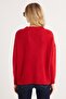 Women's Slim Fit Slim Fit V-Neck Red Sweater - 7