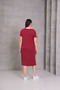 Women's Plus Size Burgundy-White, V-Neck, Piping Detail Midi Dress with Pockets 65N39083 - 5