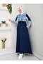 Women's Cotton Denim and Two-Thread Cotton Modest Dress – Long Sleeve Comfortable Everyday Coat Model n-05455 _ Navy