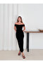Sandy Fabric Draped Madonna Collar Slit Women's Midi Dress - 2