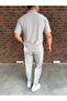 Men's Striped Polo Neck T-Shirt and Pants Combination - 3