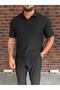 Men's Striped Polo Neck T-Shirt and Pants Combination
