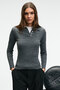 Castana Women's Polo Neck Button Regular Fit Knitwear Anthracite Sweater - 3