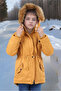 Children's Waterproof Canvas Fabric Fur Winter Thick Coat - Durable and Machine Washable