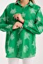 Patterned Printed Voile Loose Oversized Shirt - 7