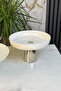 Set of 2 Porcelain Silver Footed Plate Bowl & Salad Cake Cookie Presentation Serving (Washable) - 5