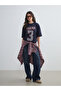 Crew Neck Printed Oversize Women's T-Shirt - 2