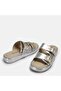Large Size Women's Khaki Leather Slippers 41-42-43-44-45 Silver - 4