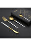 4-Piece Stainless Steel Cutlery Set White/Gold - 5