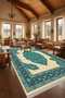 Mosso Turquoise Traditional Themed Pattern Woven Base Modern Decorative Carpet Mosso255Turquoise - 4