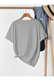 Gray Floral Design Printed Women's Cotton T-Shirt - 2