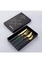 4-Piece Stainless Steel Cutlery Set Green/Gold - 7