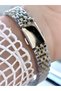 Gold & Silver White Dial Metal Band Women's Wrist Watch with Calendar - 3