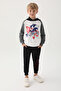 Modern Sonic White Printed Boys Tracksuit Set