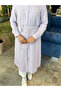 Shirt Collar Lace Detail Long Lavender Tunic T-1451 - 6