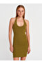 91508 Halter Neck Mini Dress-Dark Green